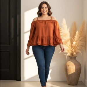 Rust Off-Shoulder Blouse